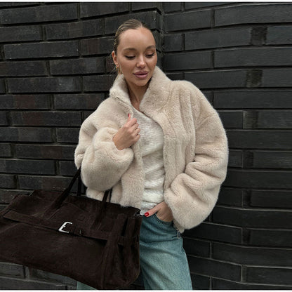 Women's Short Luxury Faux Fur Jacket Trendy Design