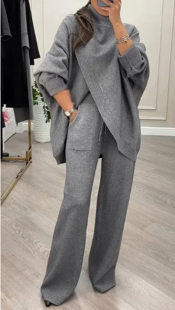 Damen Strickanzug Bequem Weite Passform