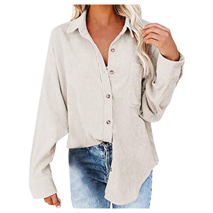 Women's Oversized Corduroy Blouse Comfortable Elegant
