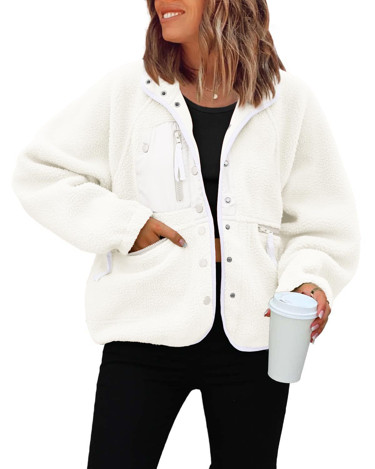 Women's Fleece Jacket Soft and Warm with Pockets