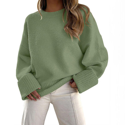 Women's plain round-neck jumper