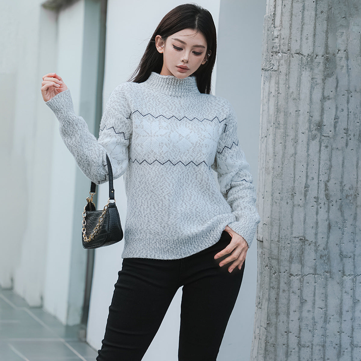 Damen Pullover Weich Winterlich Kuschelig - IdealeKleiden