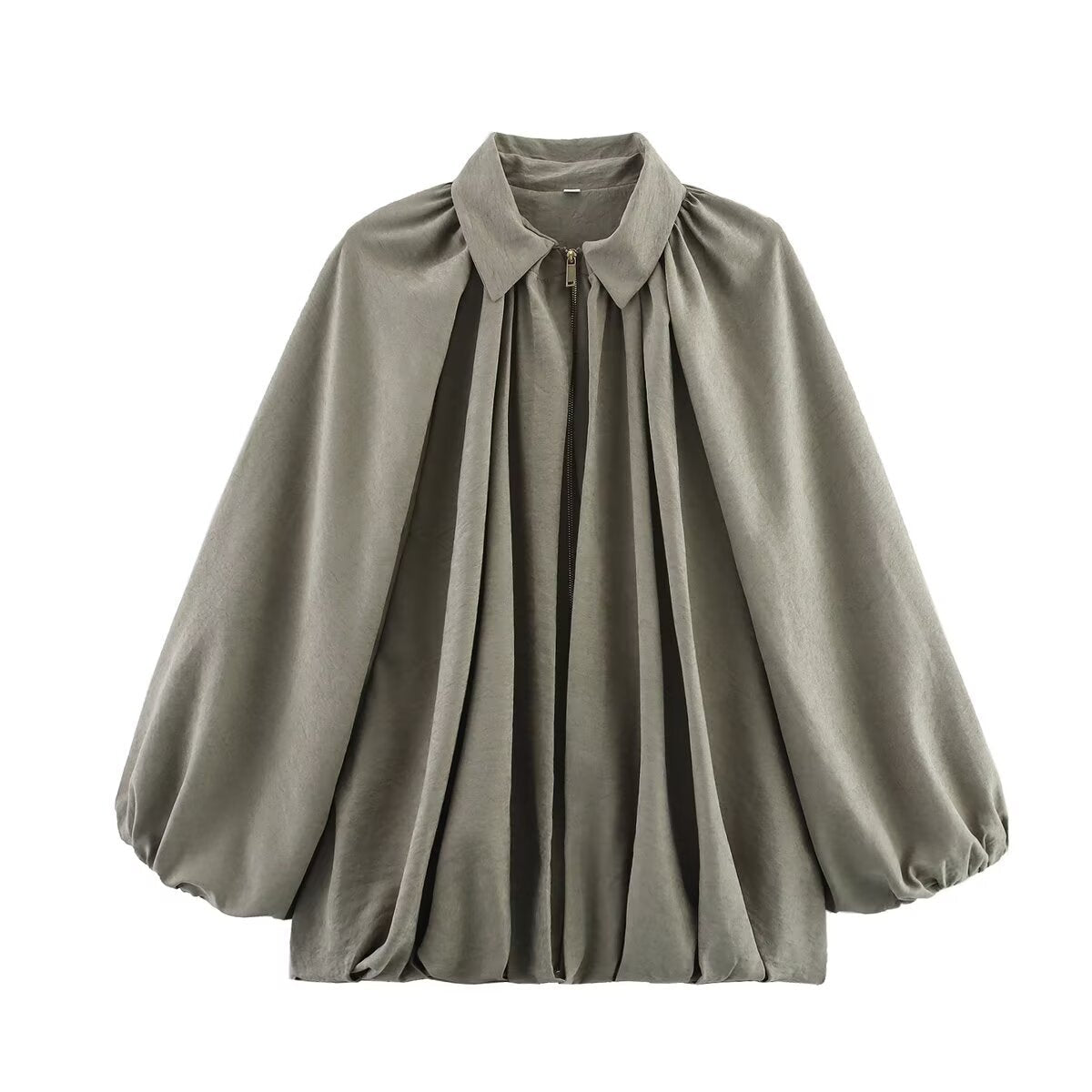 Women's Blouse Elegant Puff Sleeves Pleated Style