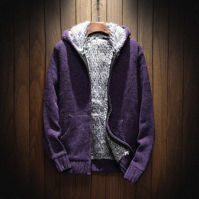 Men's Hooded Jacket Soft Fleece Warm Insulated