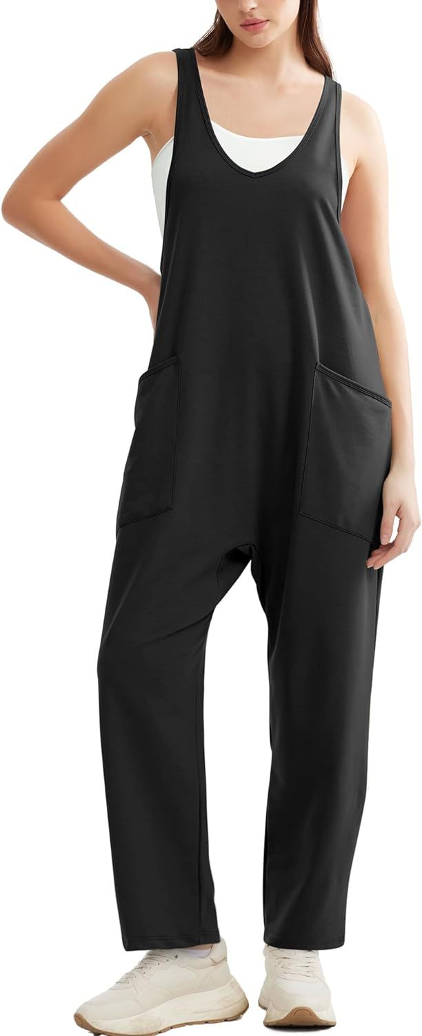 Women's Comfort Jumpsuit with Large Pockets and Stretch Fabric