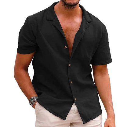 Men's Linen Shirt Summer Short Sleeve Lightweight