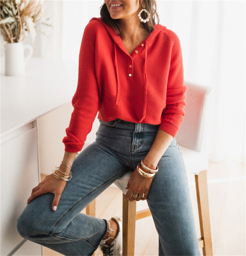 Women's Sweater Loose Fit Knit Look Buttons