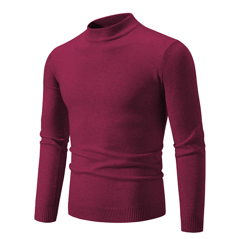 Men's Pullover Fine Knit High Collar Elegant