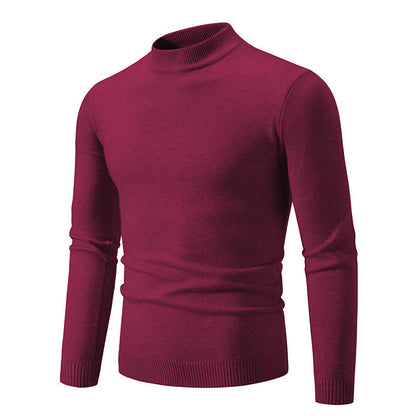 Men's Pullover Fine Knit High Collar Elegant
