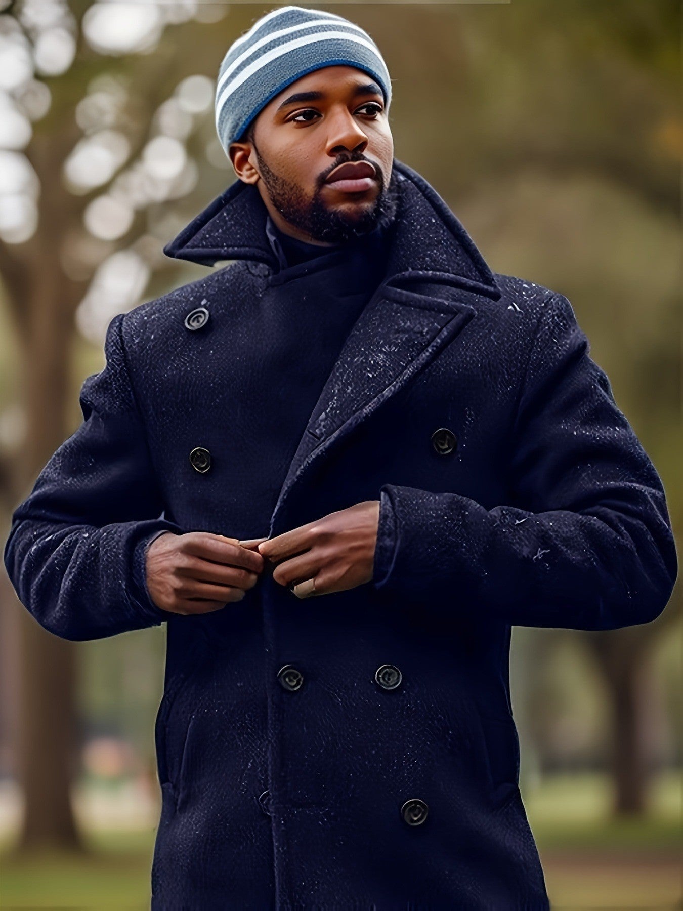Men's Classic Double-Breasted Coat, Soft Finish