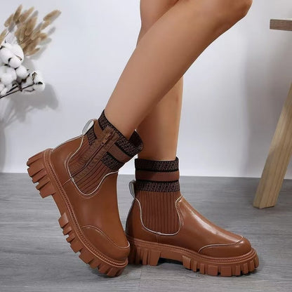 Women's Biker Boots Sturdy Elastic