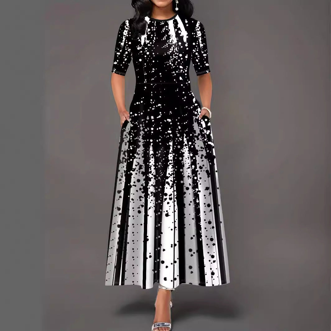 Damen Maxikleid Elegant Blumenmuster Sommerkleid - IdealeKleiden