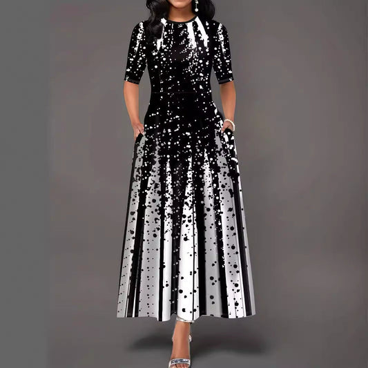 Damen Maxikleid Elegant Blumenmuster Sommerkleid - IdealeKleiden