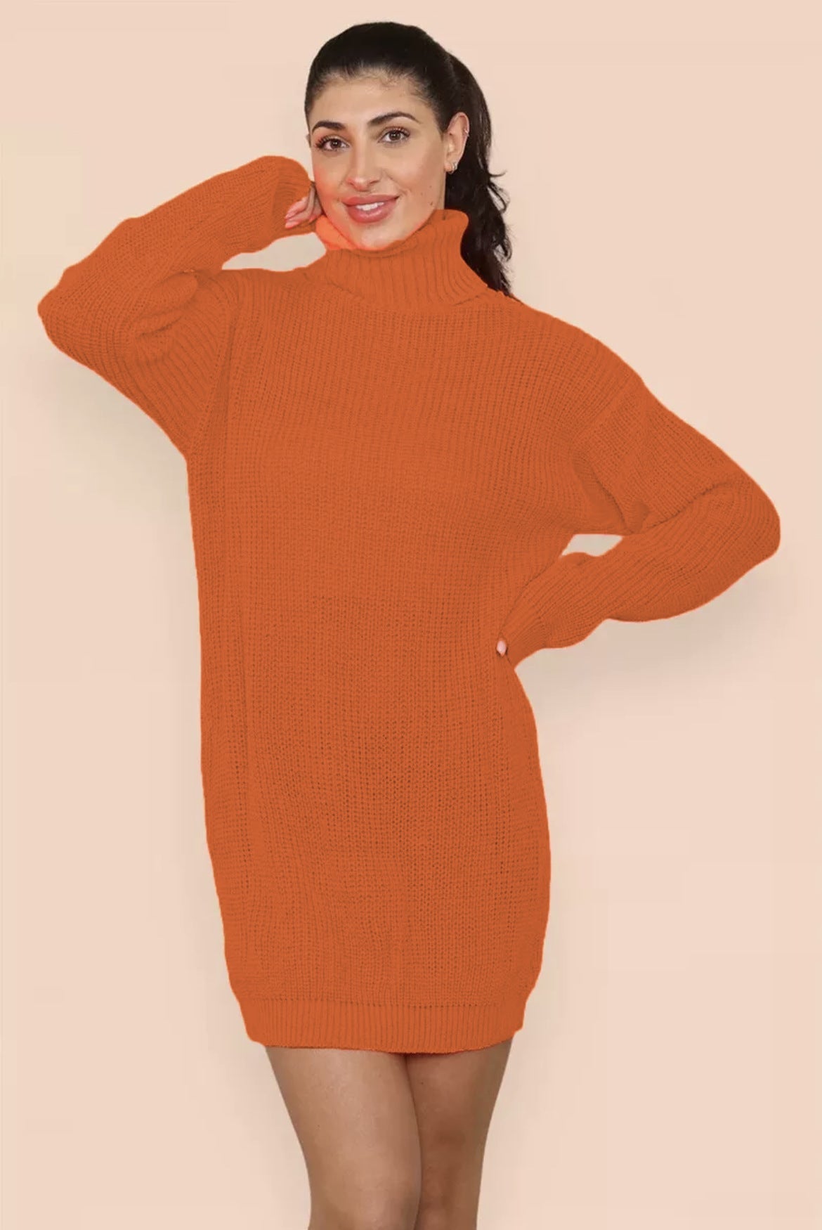 Women's Knitted High-Neck Elegant Dress
