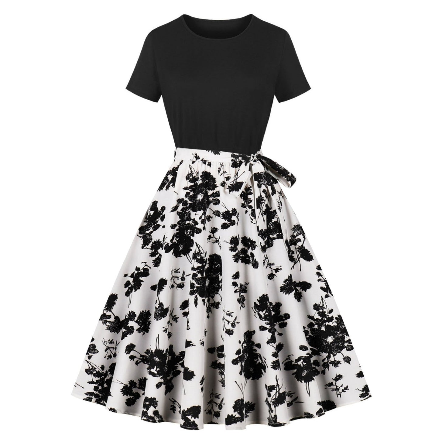 Women's Elegant Lace Contrast Bodice Dress