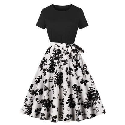 Women's Elegant Lace Contrast Bodice Dress