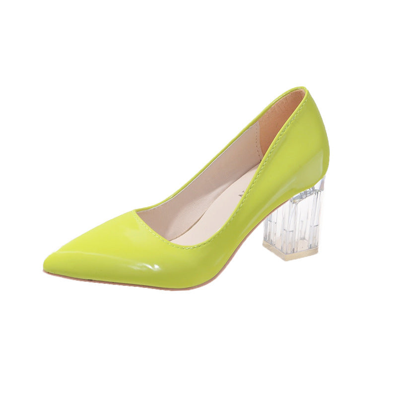 Damen High Heels Pumps mit Transparentem Absatz und Spitzen Zehen