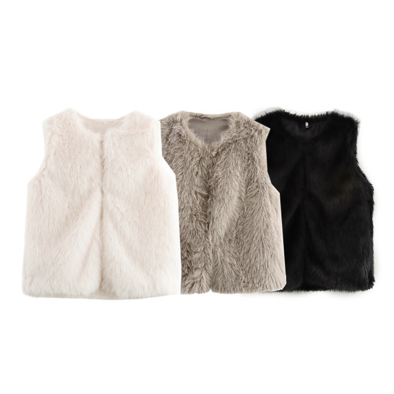 Weiche Damenweste Kunstfell Elegant Damenjacke - IdealeKleiden