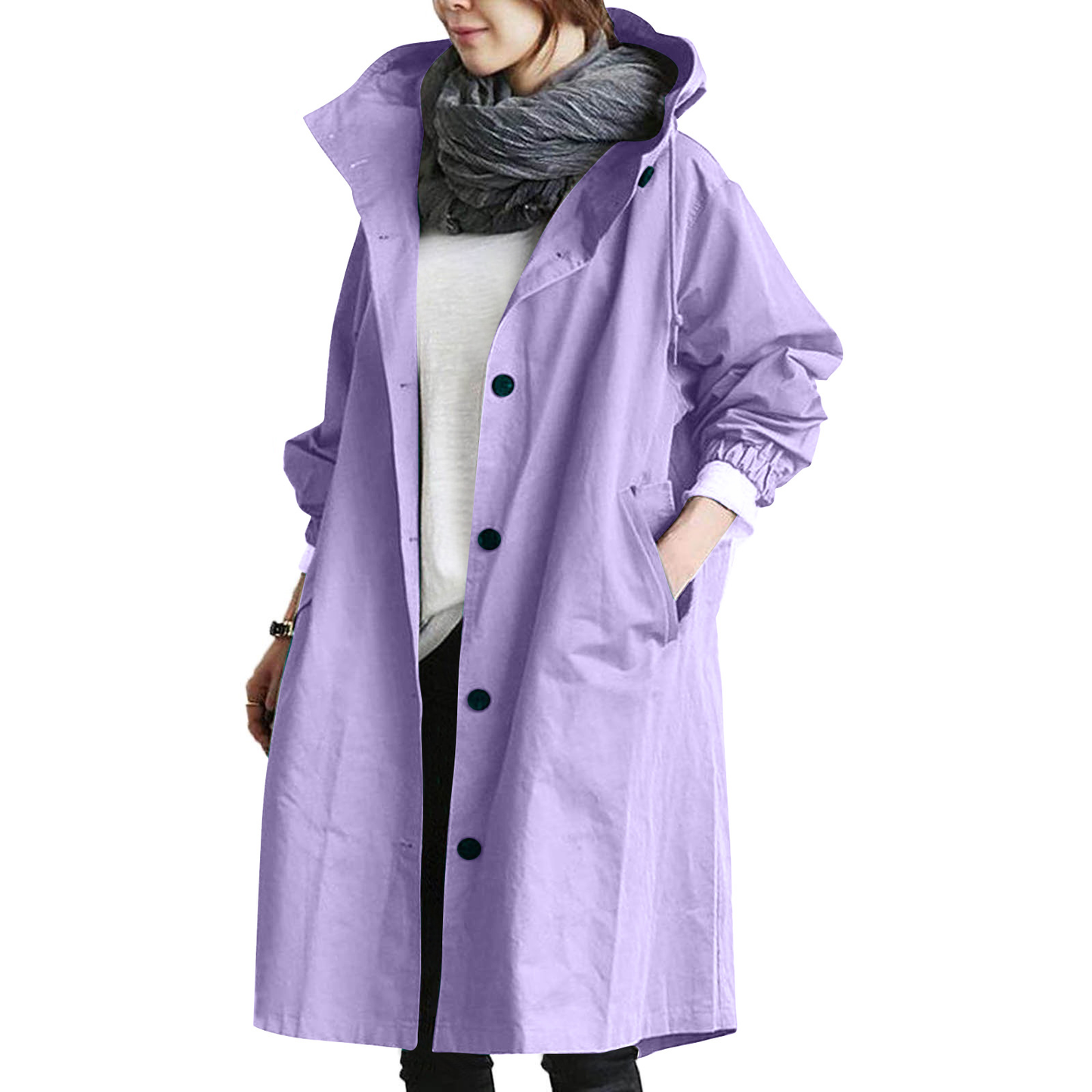 Women's Oversized Trench Coat Hooded Jacket Stylish