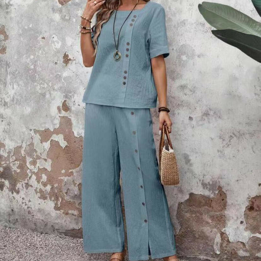 Damen Zweiteiler Sommer Leicht atmungsaktiv Elegant - IdealeKleiden