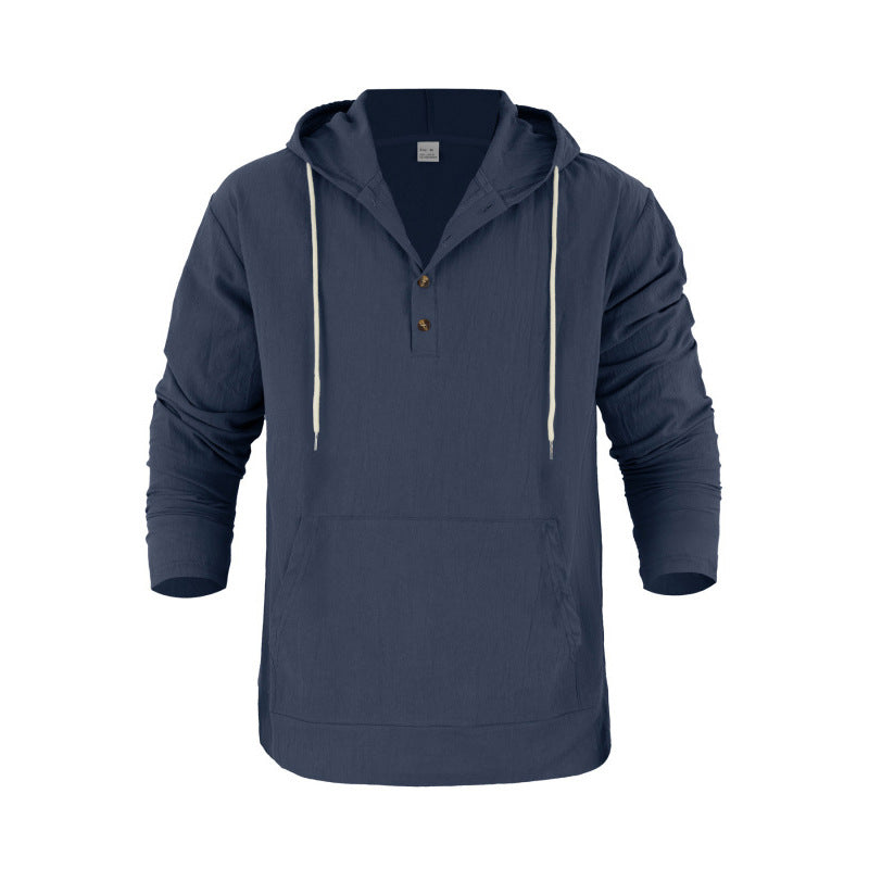 Men's Hoodie With Pockets And Buttons