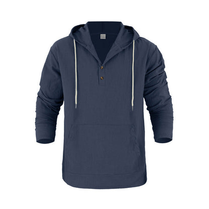 Men's Hoodie With Pockets And Buttons