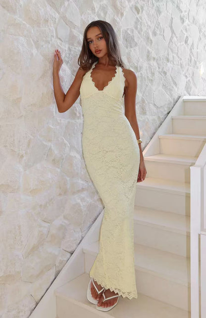 Elegant Women's Dress Lace Halterneck Body-shaping