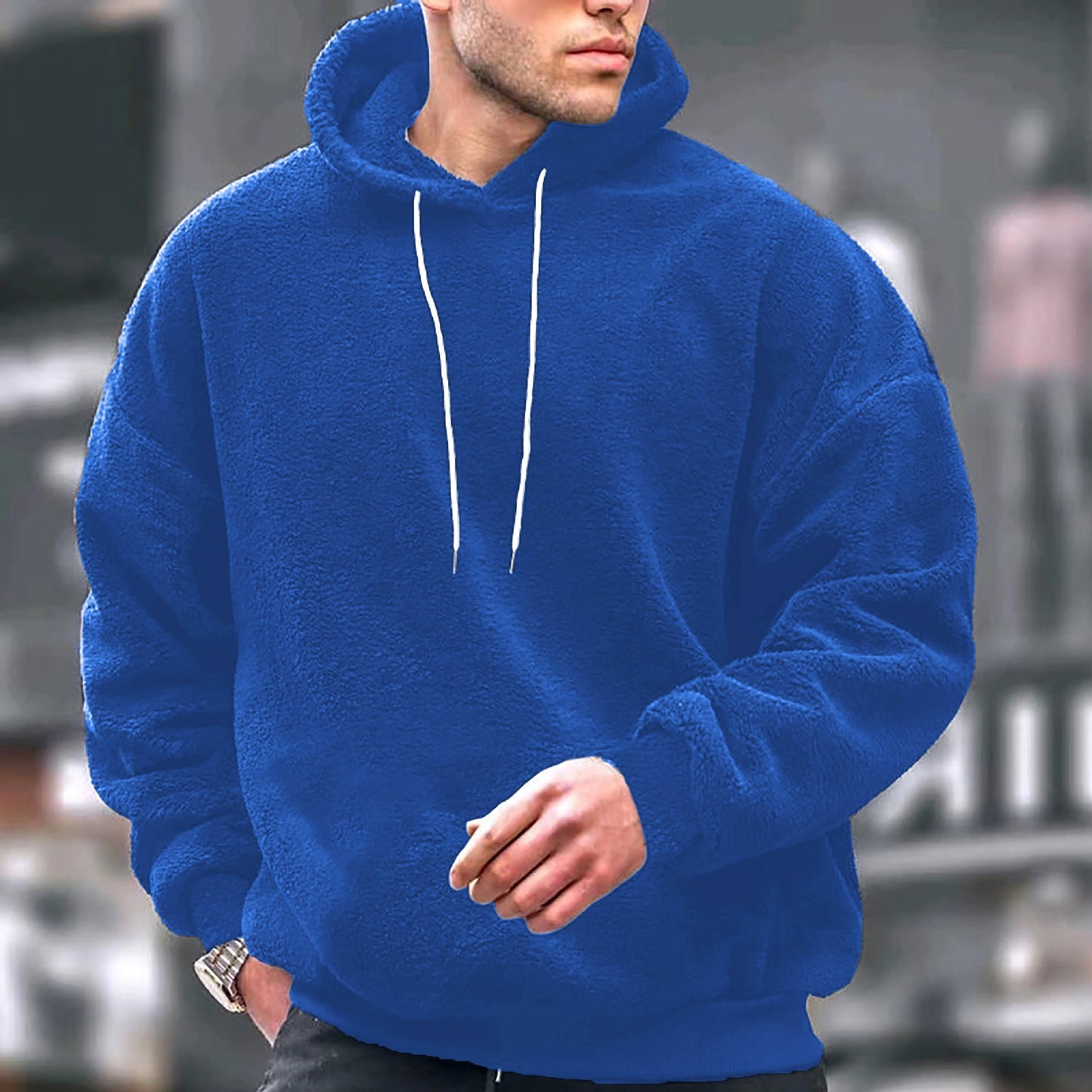 Men's Fleece Pullover Warm Hooded Jacket