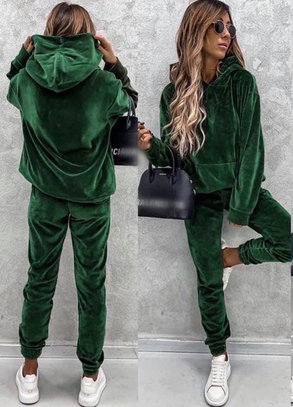 Women's Tracksuit Microfiber Hood Pockets Activewear