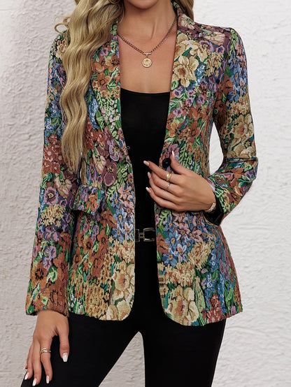 Women's Blazer Elegant Floral Pattern