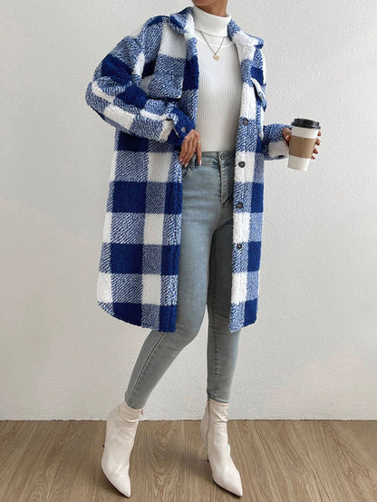 Women's Warm Plaid Teddy Jacket Coat