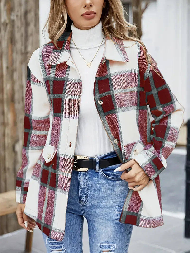 Women's Plaid Overshirt Chic Plus Size
