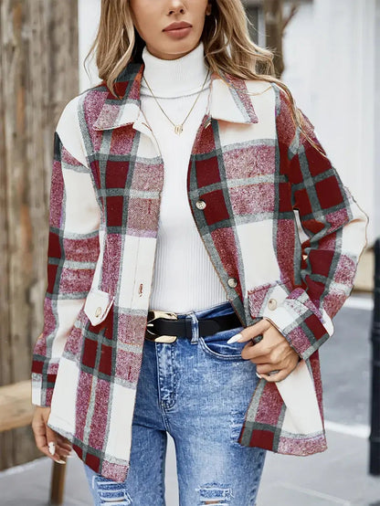Women's Plaid Overshirt Chic Plus Size
