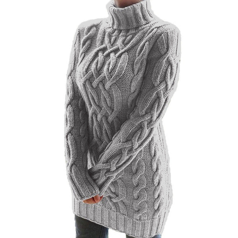 Cable Knit Roll Neck Jumper Casual Long