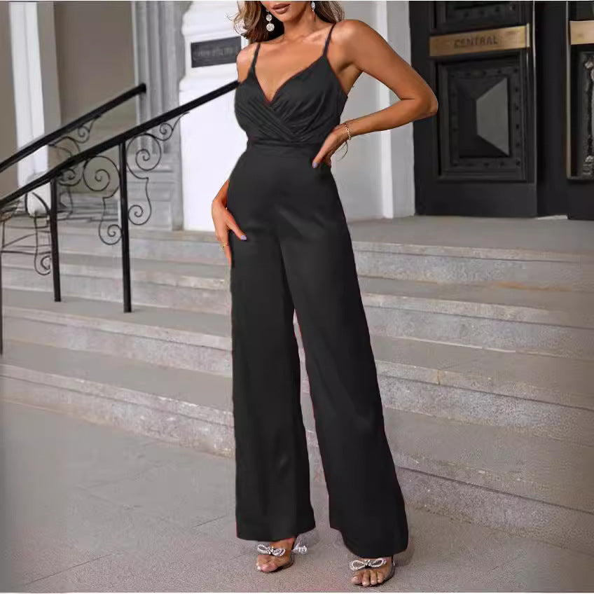 Women's Elegant Slim-Fit Shoulder-Cut Jumpsuit