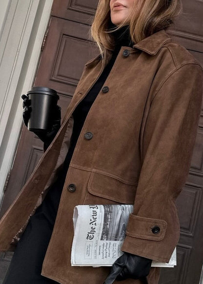 Fashionable Leather Jacket Button-Up Style