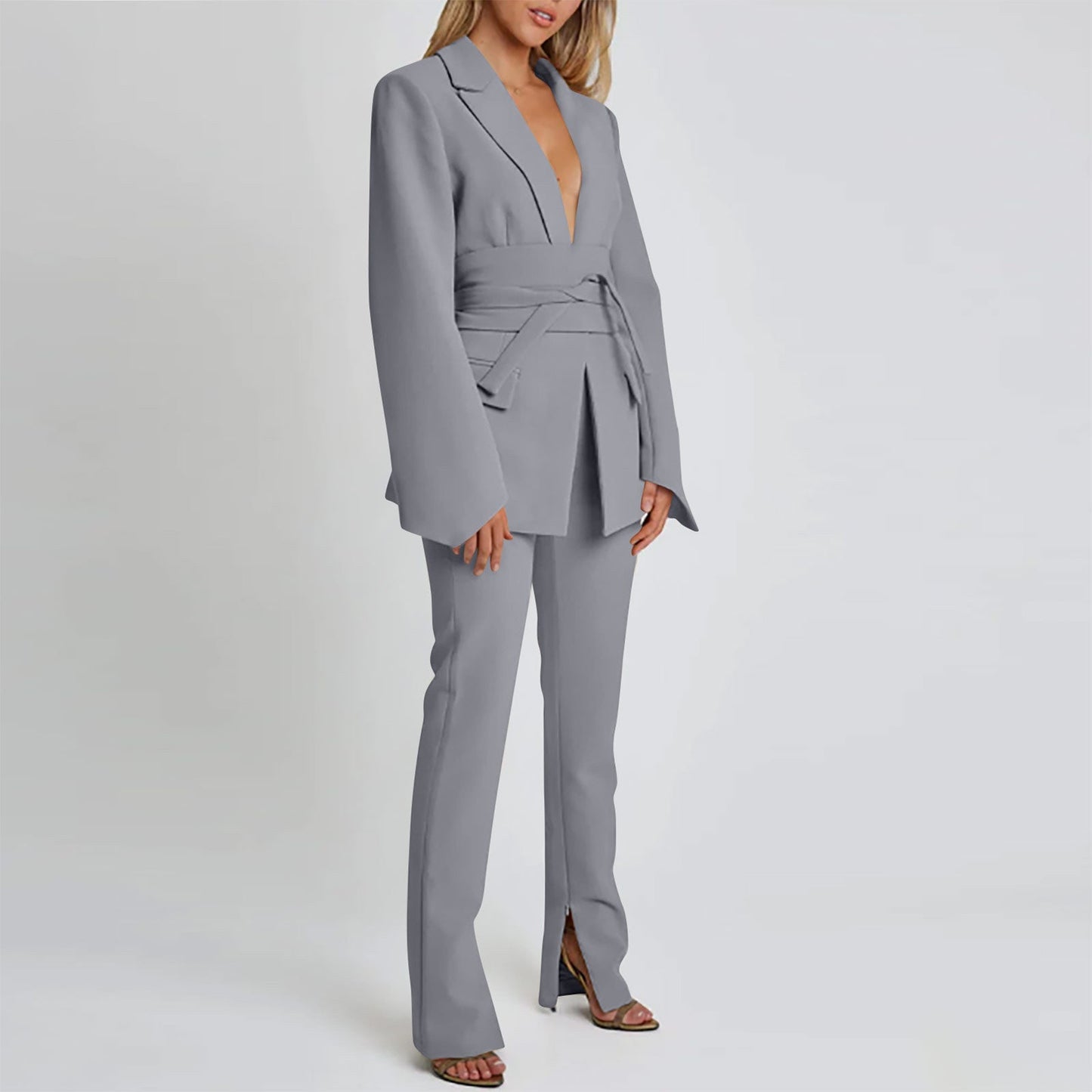 Women's Long Elegant Blazer Cut with Pockets