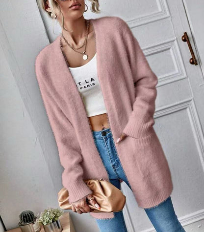 Women's Fluffy Cardigan Soft Plain Elegant Design