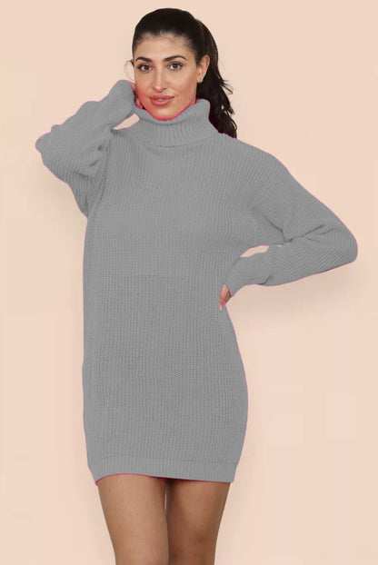 Women's Knitted High-Neck Elegant Dress