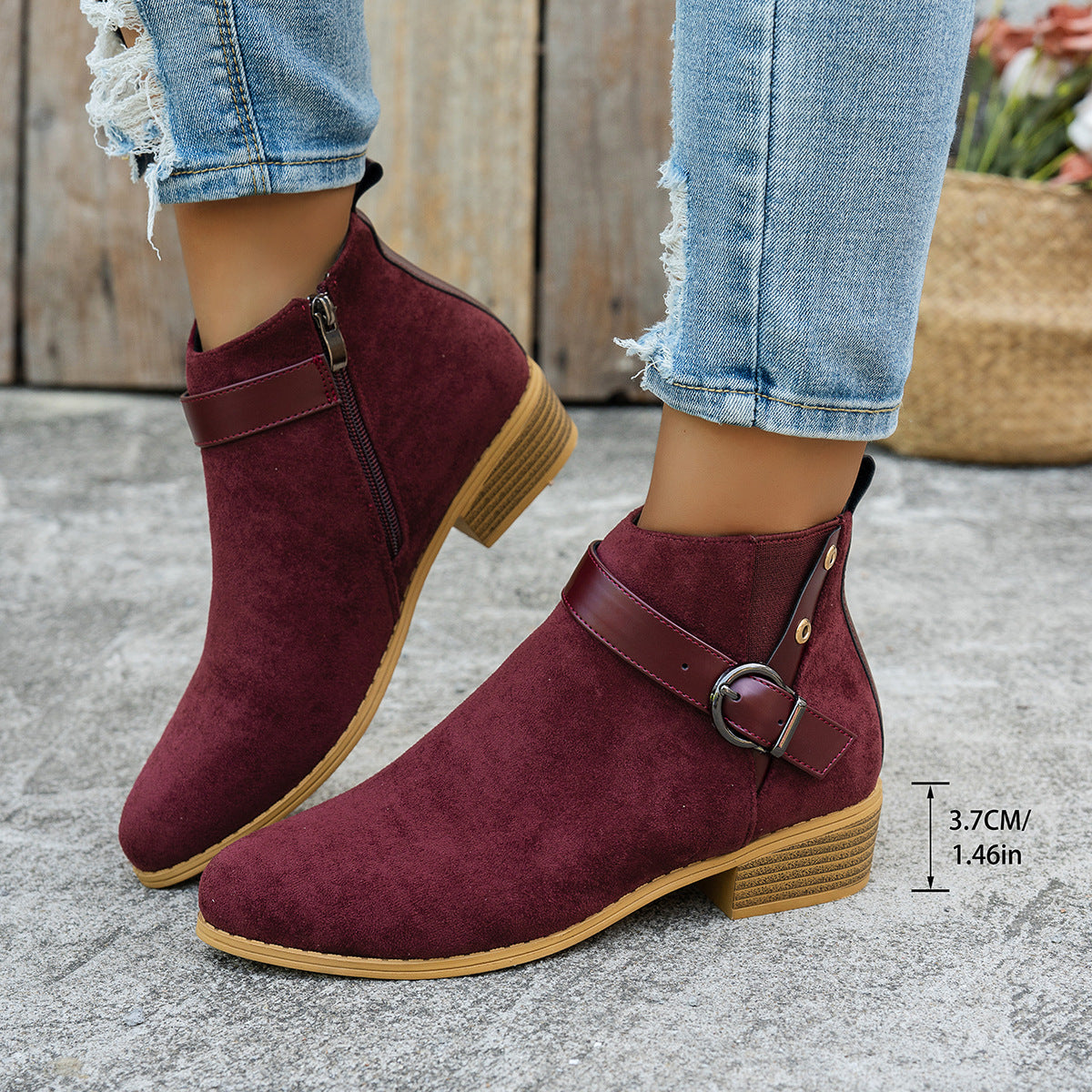 Women's Elegant Ankle Boots with Straps, Non-Slip