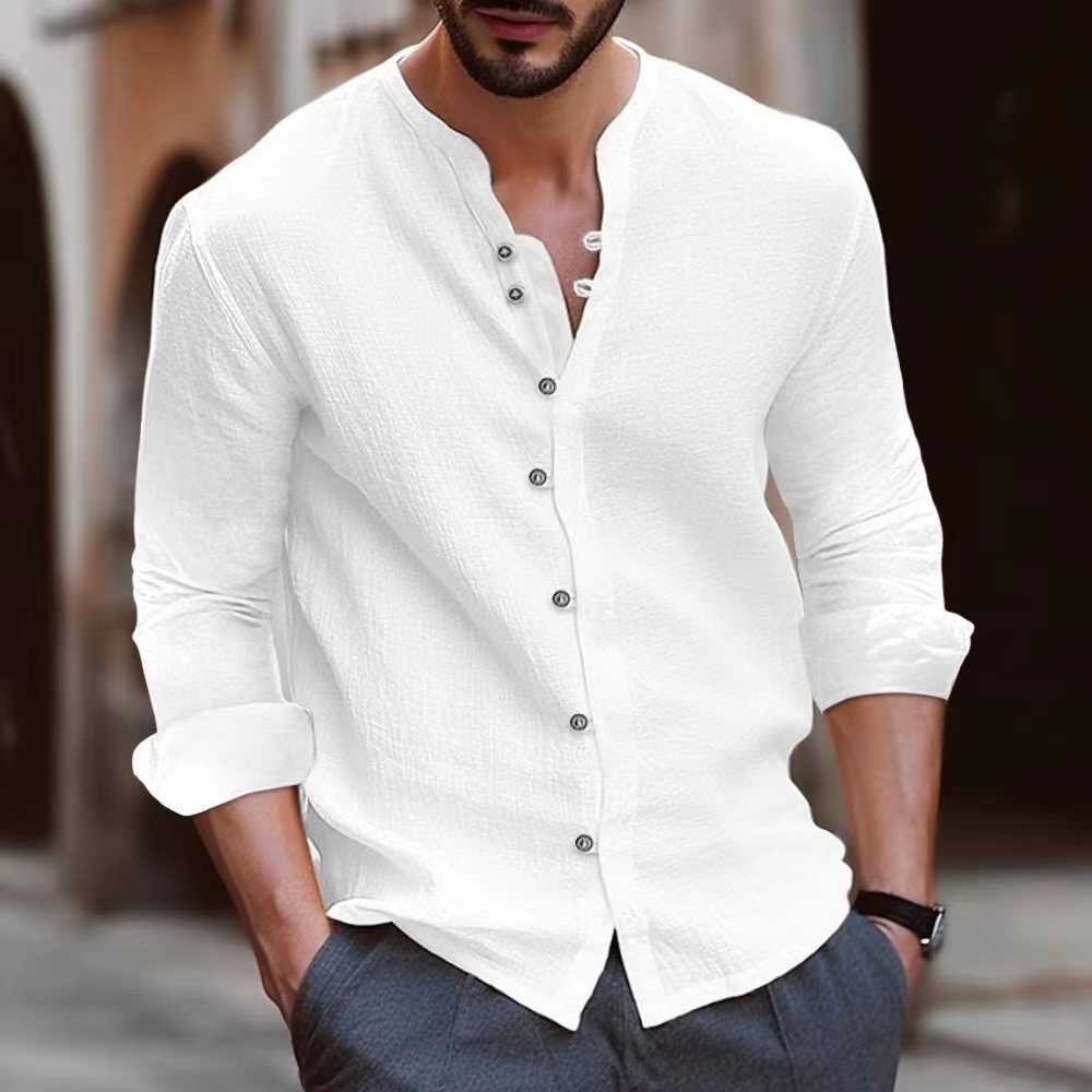Men's Shirt Elegant Button Placket Structured Design