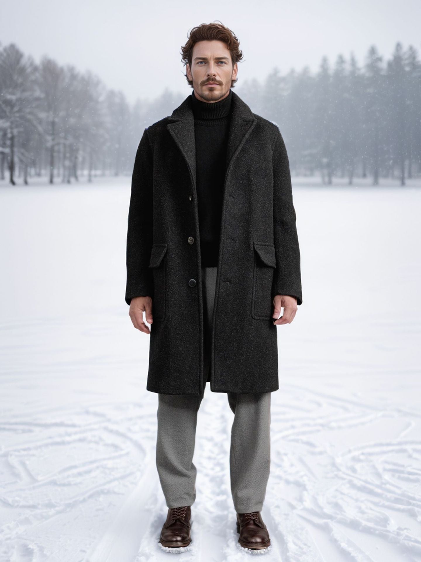 Men's Winter Coat Elegant Warm with Pockets
