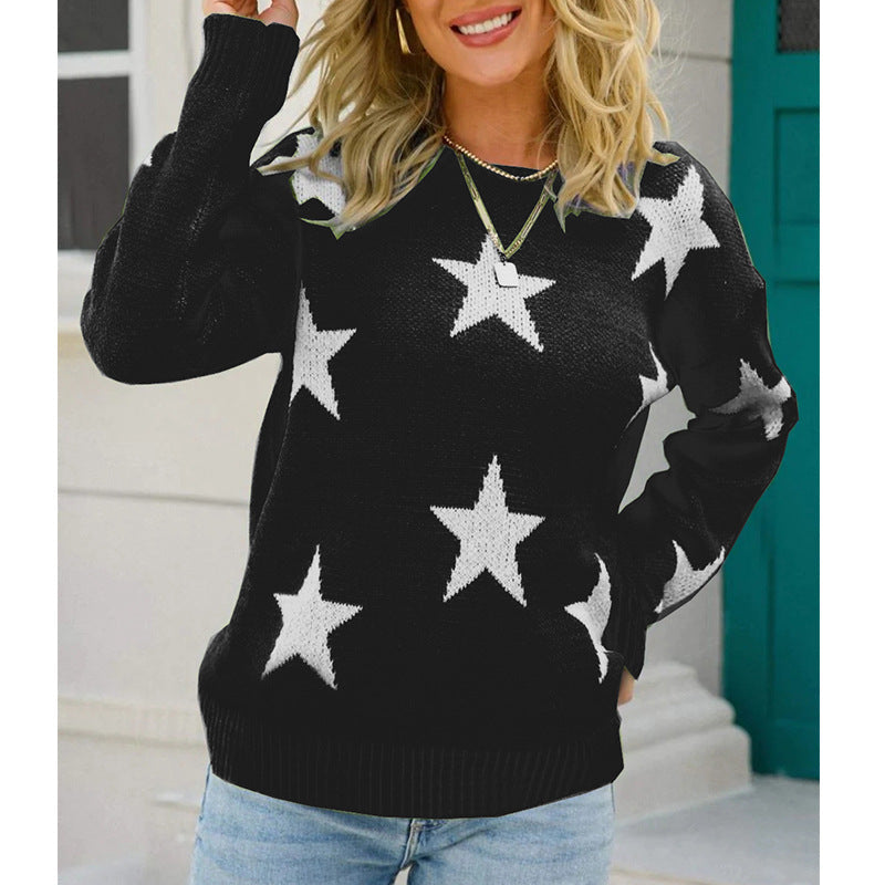 Damen Pullover Sternenmuster Lässig Chic