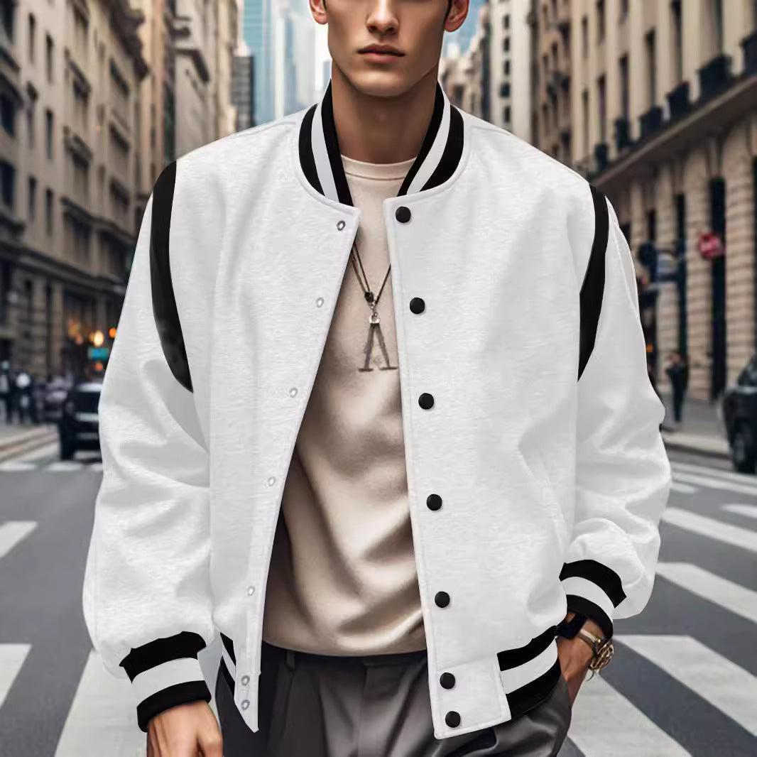 Men's Bomber Jacket Sporty Modern Contrast Sleeves