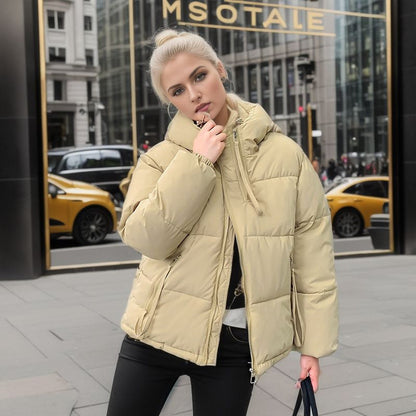 Damen Pufferjacke Warm Isoliert Kapuze - IdealeKleiden