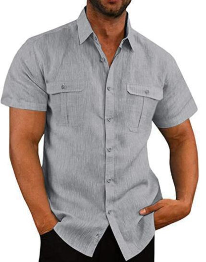 Men's Short-Sleeved Shirt Practical with Chest Pocket