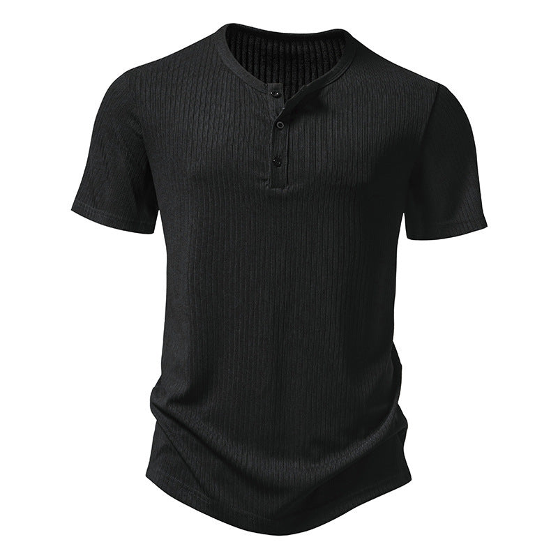 Men's Short Sleeve Shirt Modern Textured Button Details