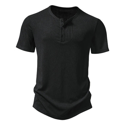 Men's Short Sleeve Shirt Modern Textured Button Details