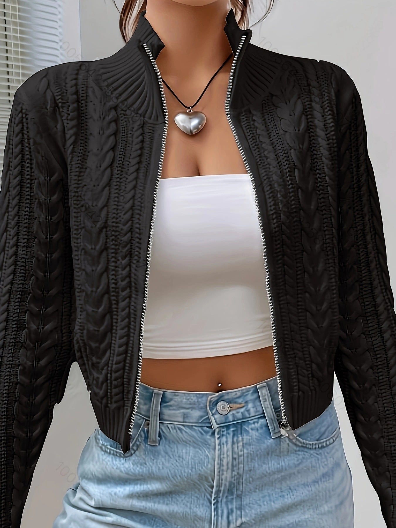 Women's Cardigan Elegant Cable Knit Design Modern Women's Shoes