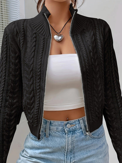 Women's Cardigan Elegant Cable Knit Design Modern Women's Shoes